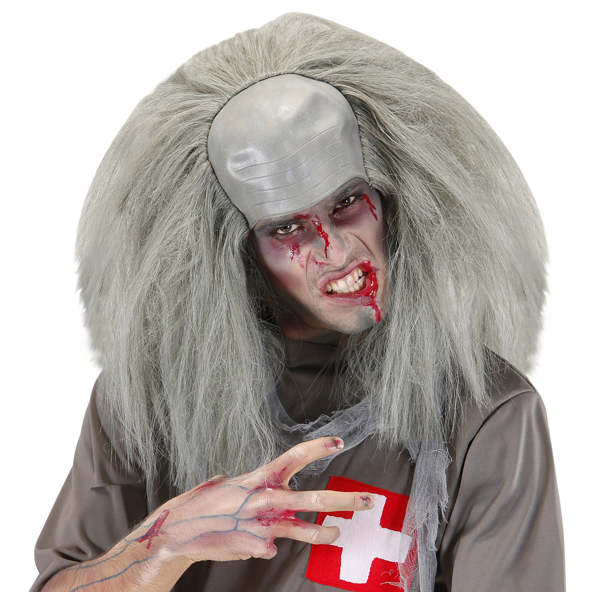"ZOMBIE HALBGLATZE MIT HAAR" in Polybag – Vorderansicht