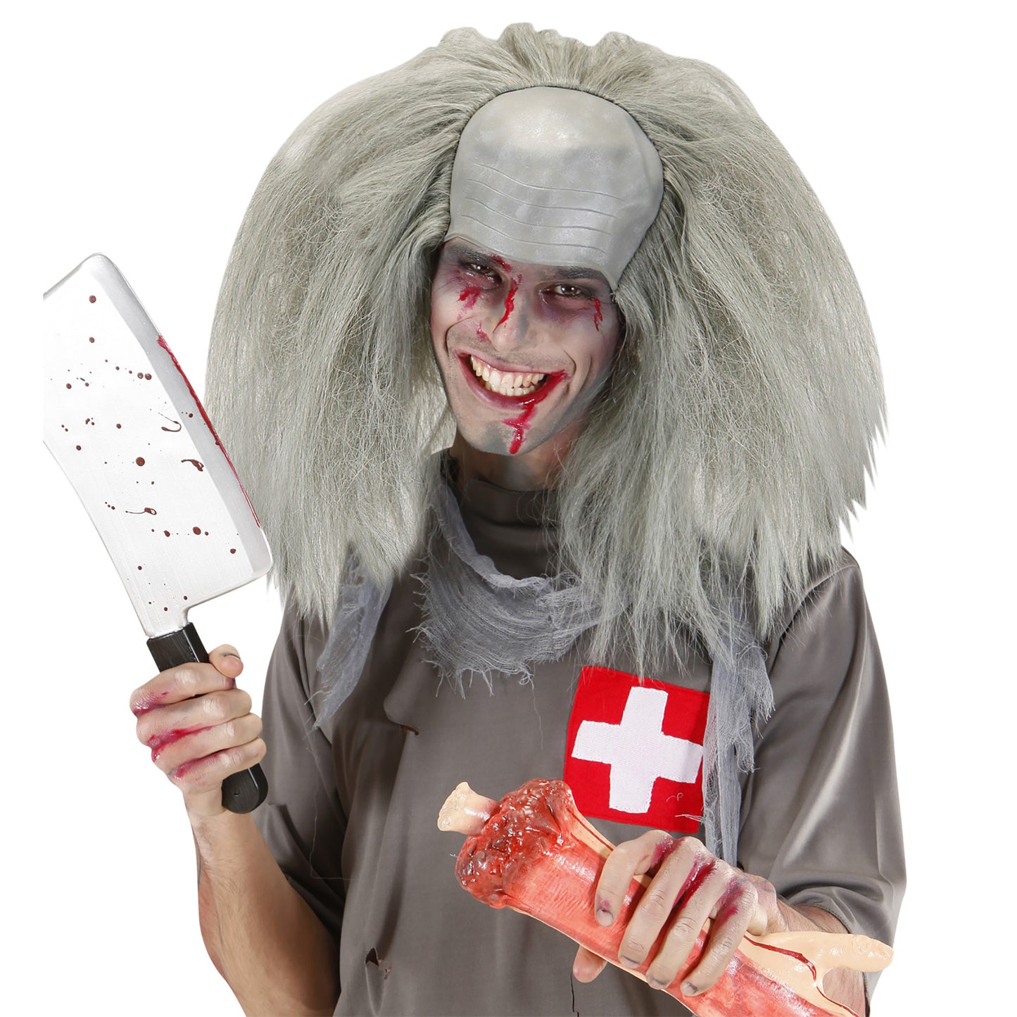 "ZOMBIE HALBGLATZE MIT HAAR" in Polybag – Detailansicht