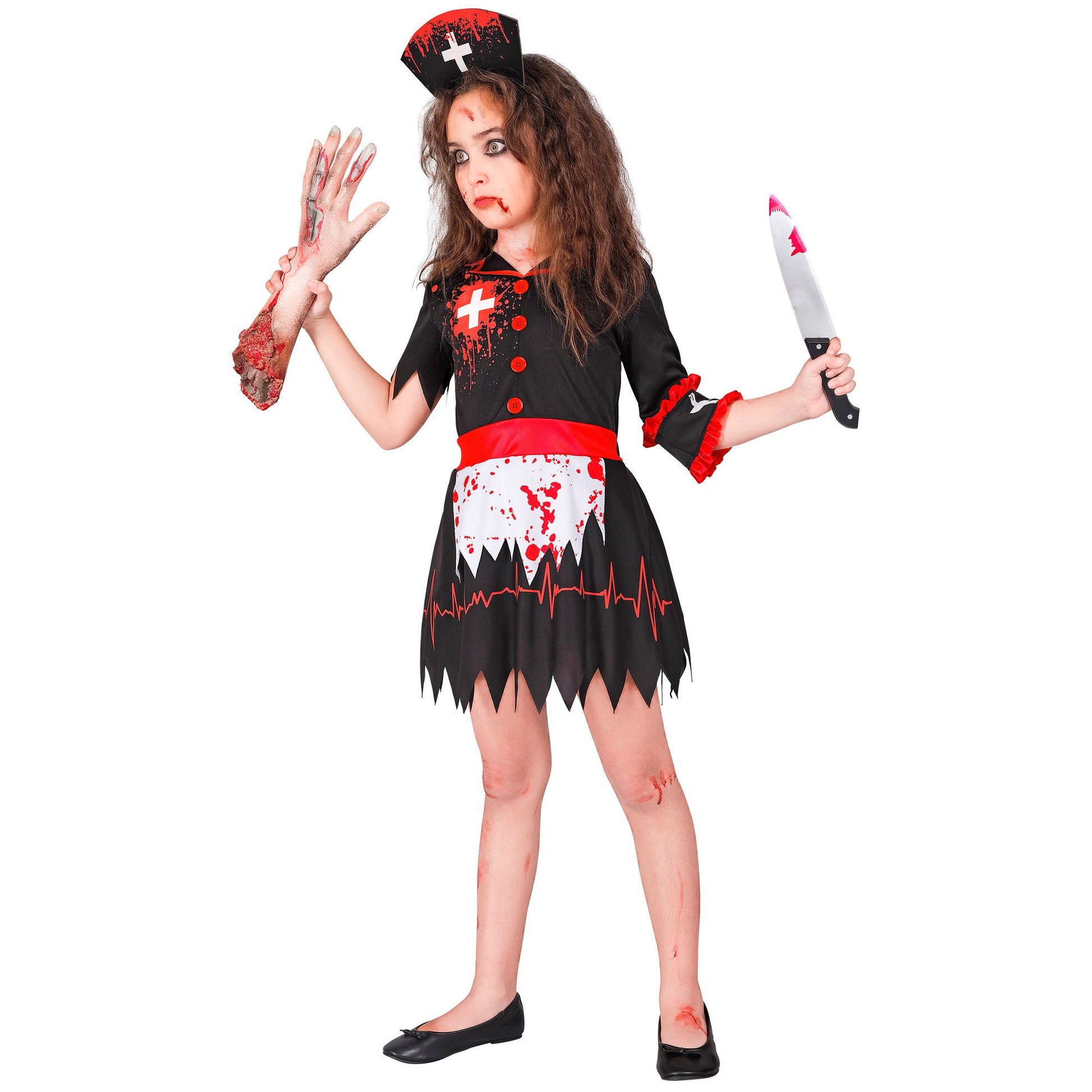 "ZOMBIE KRANKENSCHWESTER" (Kleid mit Unterrock, Kopfschmuck) – Detailansicht