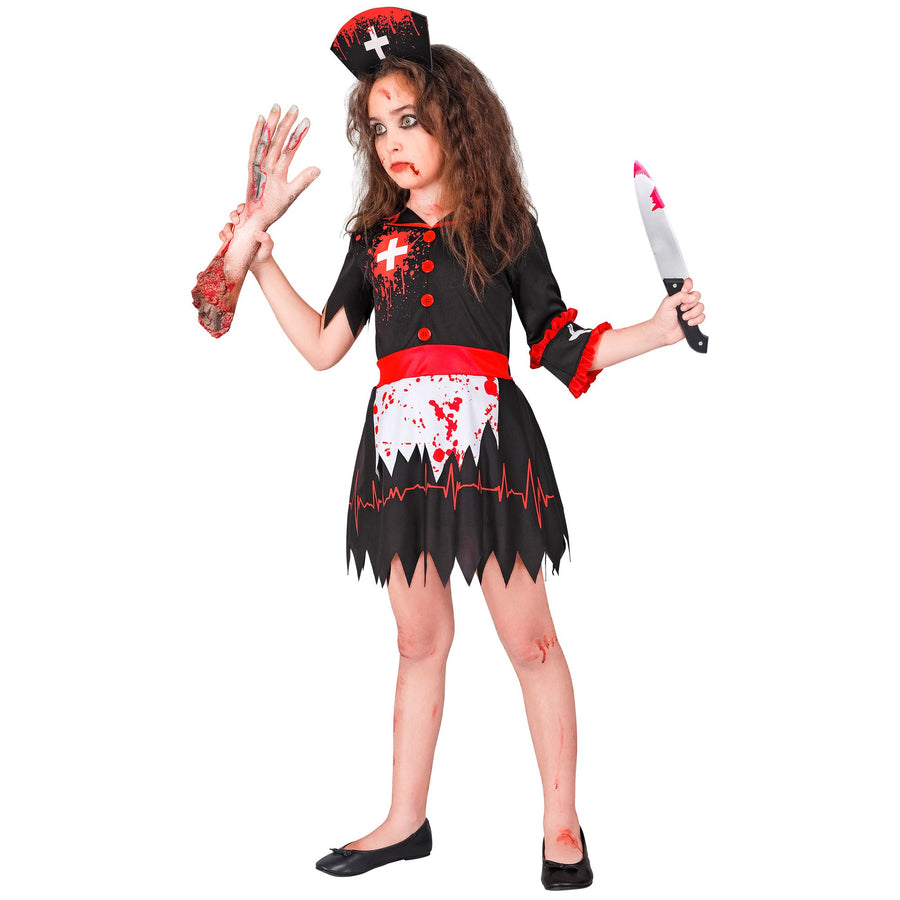 "ZOMBIE KRANKENSCHWESTER" (Kleid mit Unterrock, Kopfschmuck) – Detailansicht