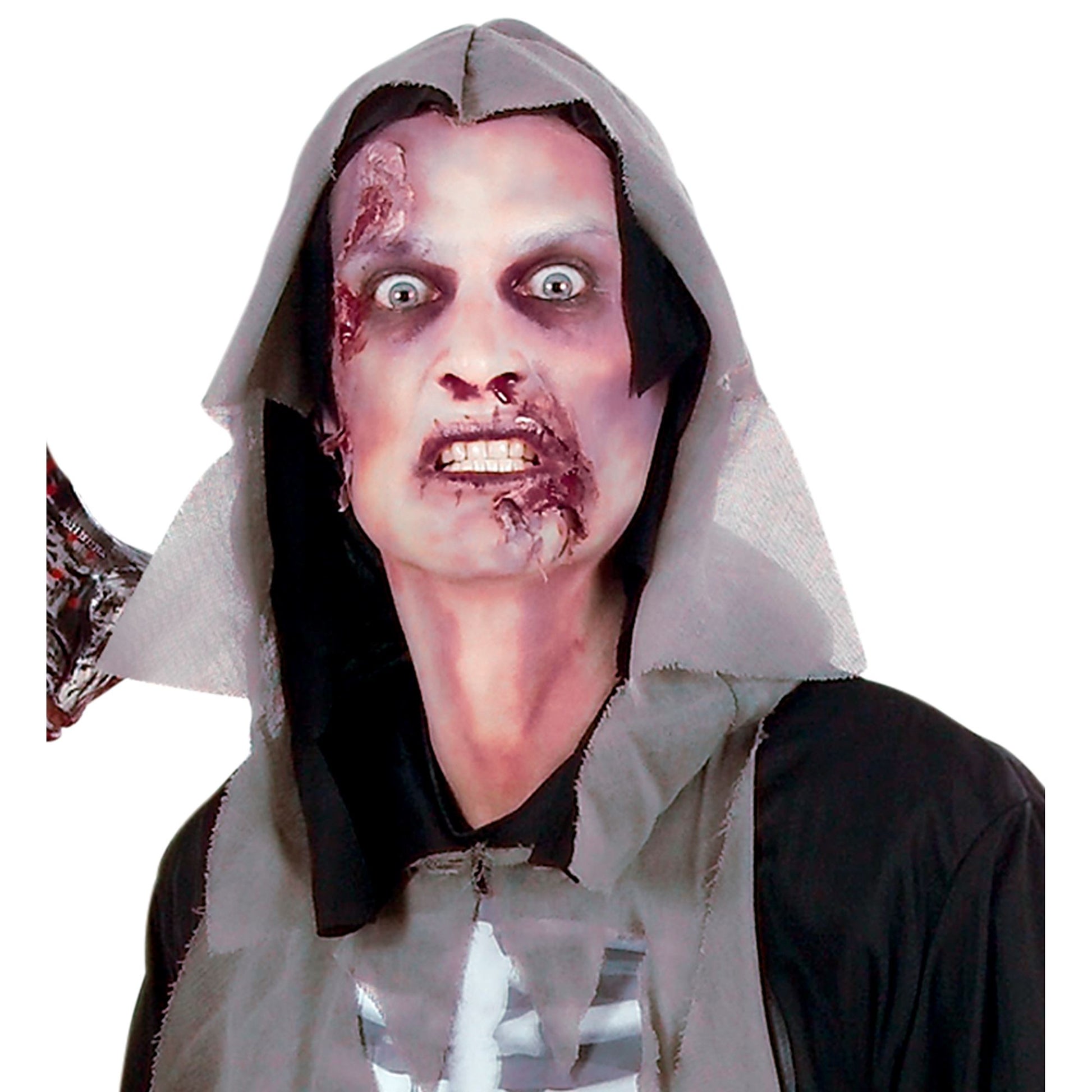 "ZOMBIE MAKE-UP KIT" (flüssiges Latexblut 10 ml, schwarzer & grauer Eyeliner 4,8 ml, Schälchen mit dreifarbigen Make-up 4,5 ml, Pinsel, 2 Schwämme) – Ansicht 4