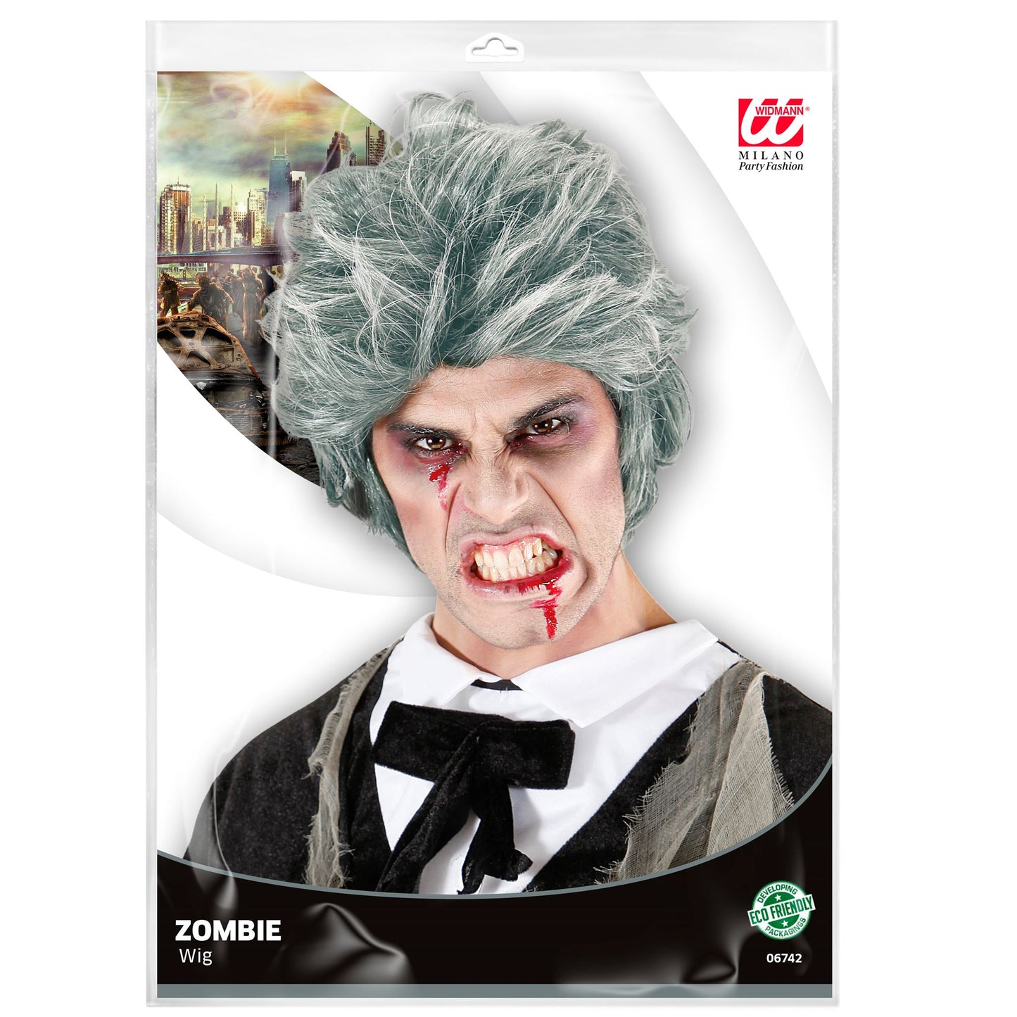 "ZOMBIE PERÜCKE" in Polybag – Detailansicht