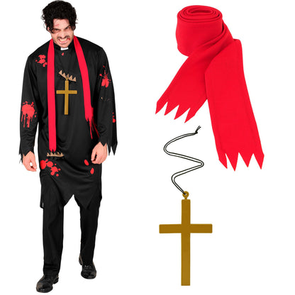 "ZOMBIE PRIESTER" (Robe, Schal, Kreuz) – Detailansicht