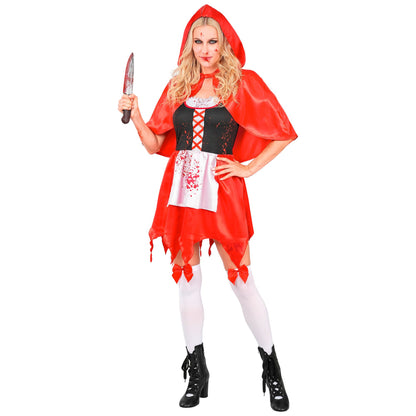 "ZOMBIE ROTKÄPPCHEN" (Kleid, Umhang mit Kapuze, halterlose Strümpfe mit Schleife) – Ansicht 3