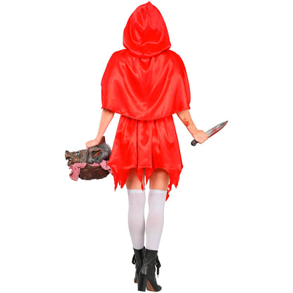 "ZOMBIE ROTKÄPPCHEN" (Kleid, Umhang mit Kapuze, halterlose Strümpfe mit Schleife) – Ansicht 7