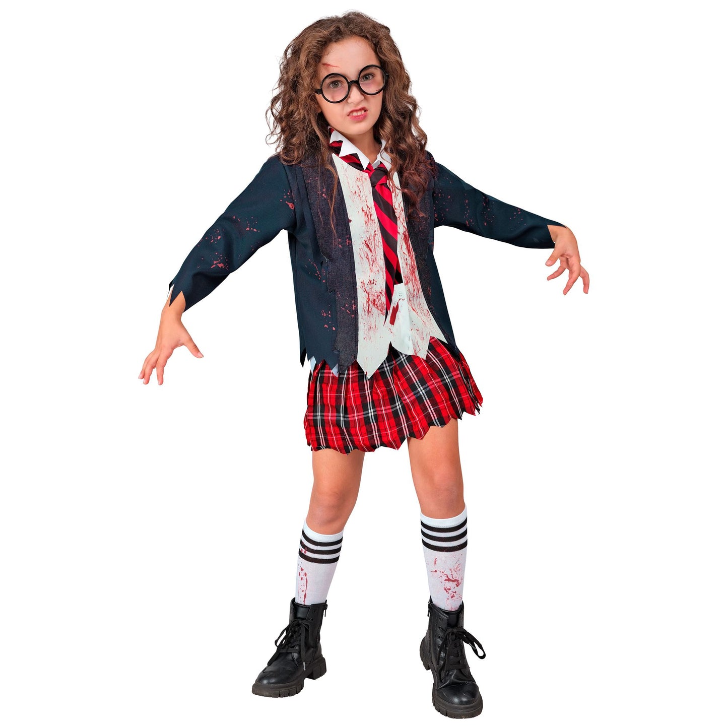 "ZOMBIE SCHULMÄDCHEN" (Jacke mit Bluse, Rock, Kravatte, Strümpfe) – Ansicht 3