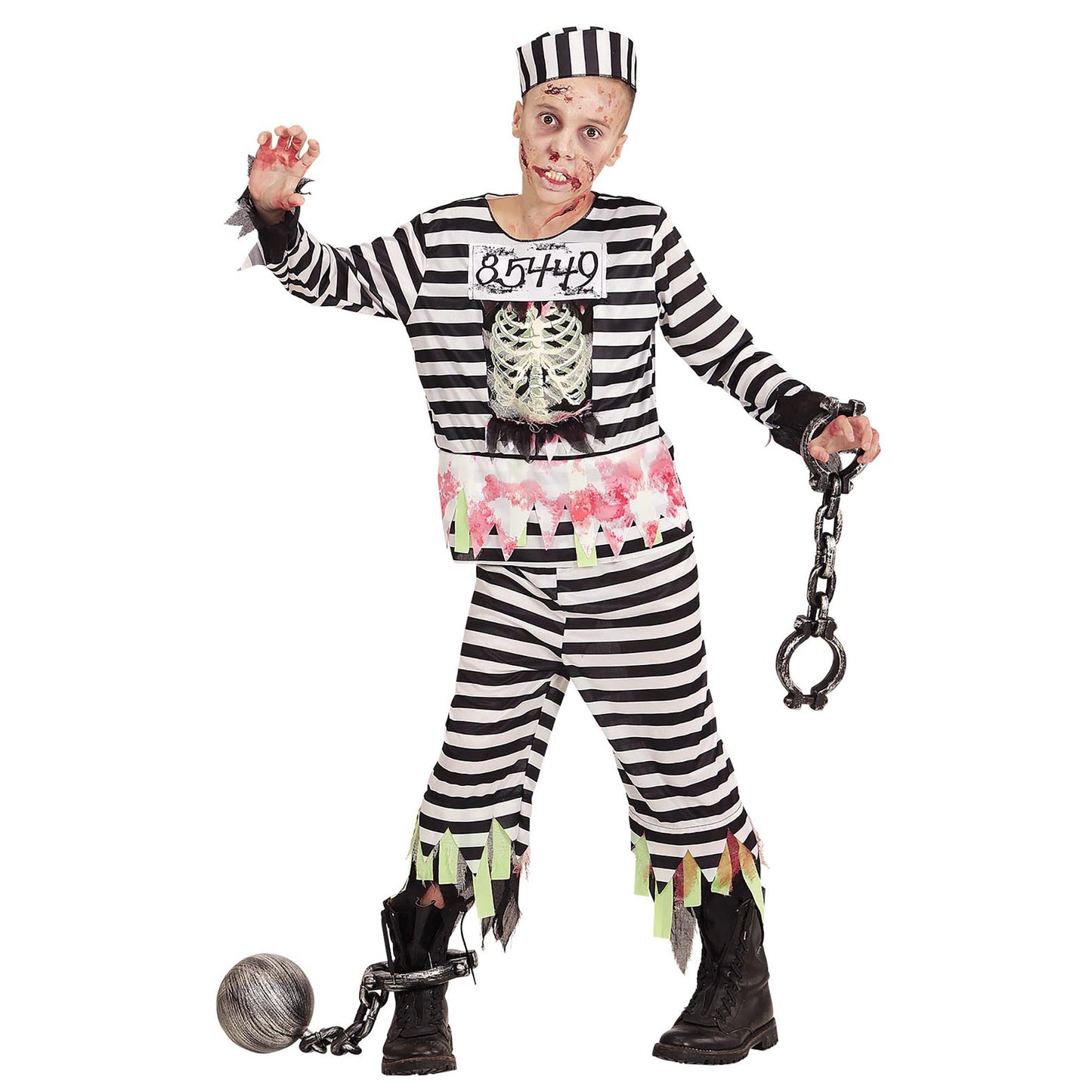 "ZOMBIE STRÄFLING" (Oberteil, Hose, Mütze) – Vorderansicht