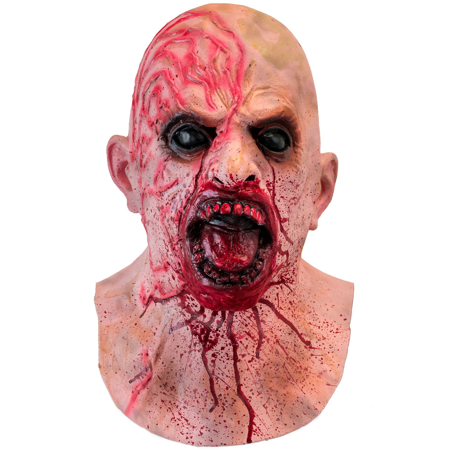 "ZOMBIE VOLLKOPFMASKE MIT NACKEN UND HALS AUS LATEX" – Vorderansicht
