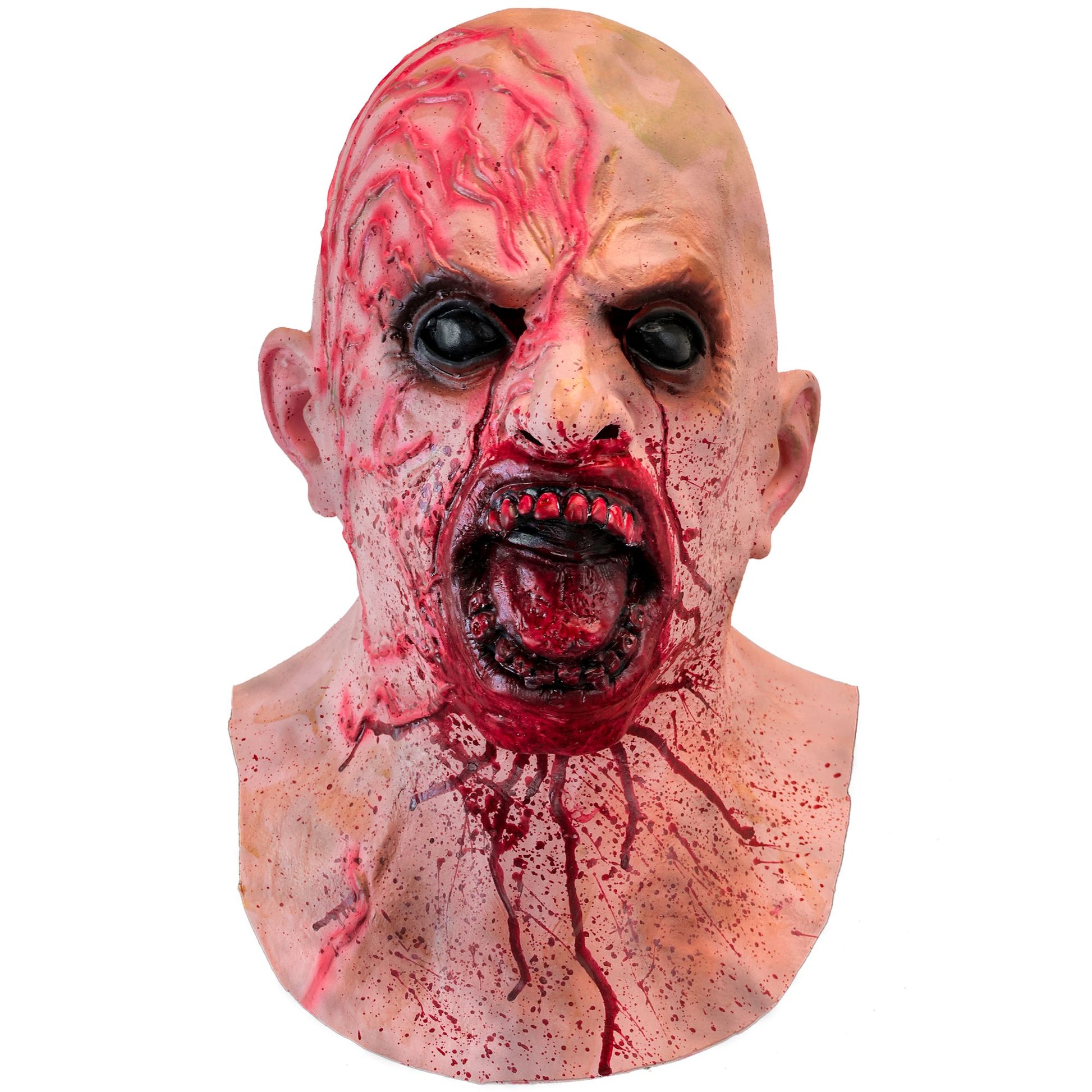 "ZOMBIE VOLLKOPFMASKE MIT NACKEN UND HALS AUS LATEX" – Vorderansicht