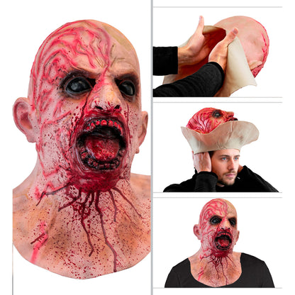 "ZOMBIE VOLLKOPFMASKE MIT NACKEN UND HALS AUS LATEX" – Detailansicht