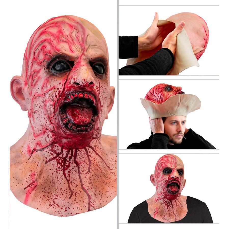 "ZOMBIE VOLLKOPFMASKE MIT NACKEN UND HALS AUS LATEX" – Detailansicht