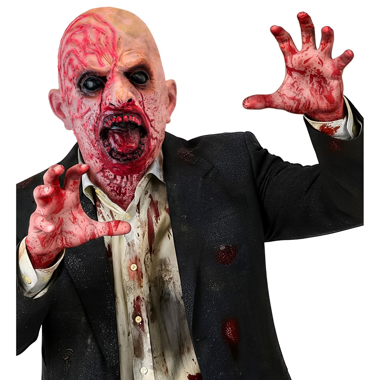 "ZOMBIE VOLLKOPFMASKE MIT NACKEN UND HALS AUS LATEX" – Ansicht 4