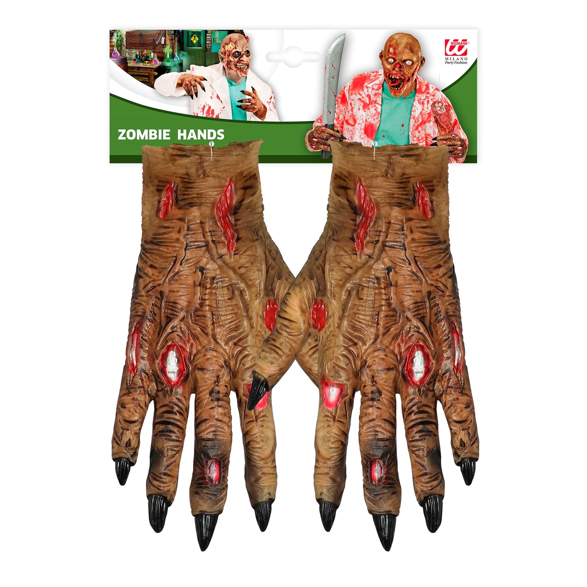 "ZOMBIEHANDSCHUHE" aus Latex – Detailansicht