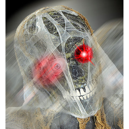 "ZOMBIESKELETT GROUNDBREAKER MIT SICH BEWEGENDEM KOPF UND ARMEN, LEUCHTENDEM AUGE UND GRUSELIGER LACHE" geräuschaktiviert - 120 cm – Detailansicht
