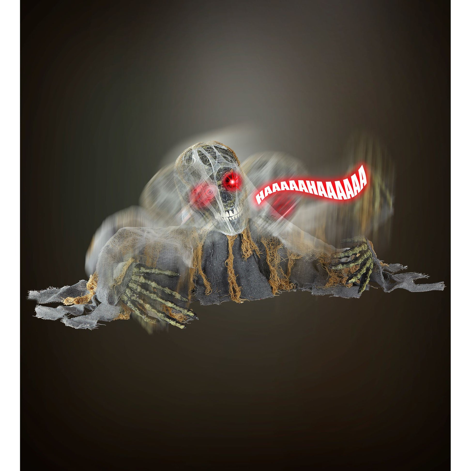 "ZOMBIESKELETT GROUNDBREAKER MIT SICH BEWEGENDEM KOPF UND ARMEN, LEUCHTENDEM AUGE UND GRUSELIGER LACHE" geräuschaktiviert - 120 cm – Ansicht 3