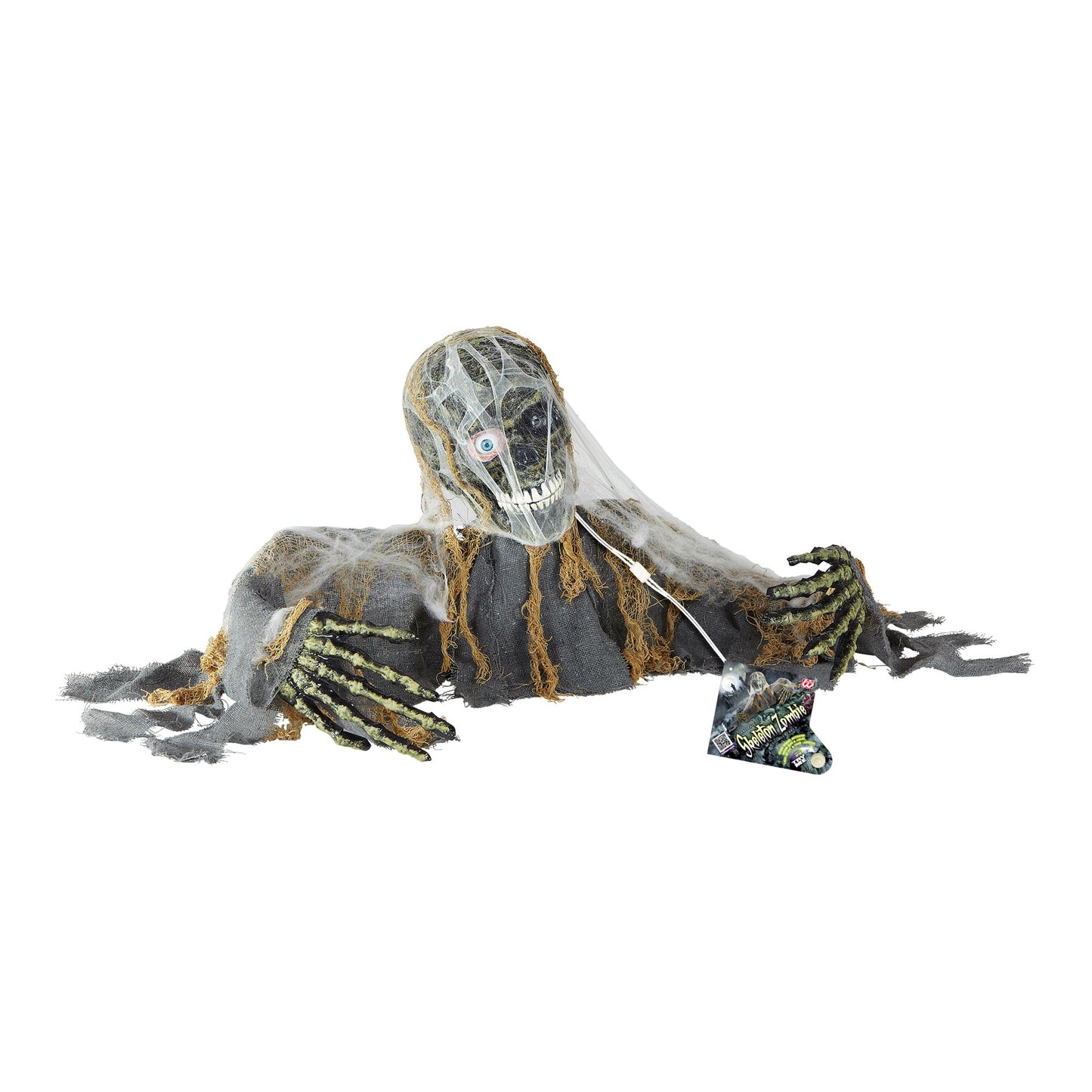 "ZOMBIESKELETT GROUNDBREAKER MIT SICH BEWEGENDEM KOPF UND ARMEN, LEUCHTENDEM AUGE UND GRUSELIGER LACHE" geräuschaktiviert - 120 cm – Ansicht 4