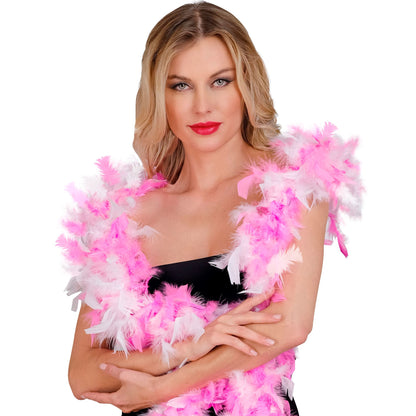 "ZWEIFARBIGE FEDERBOA" rosa/weiß -1,80 m - 50 g – Vorderansicht