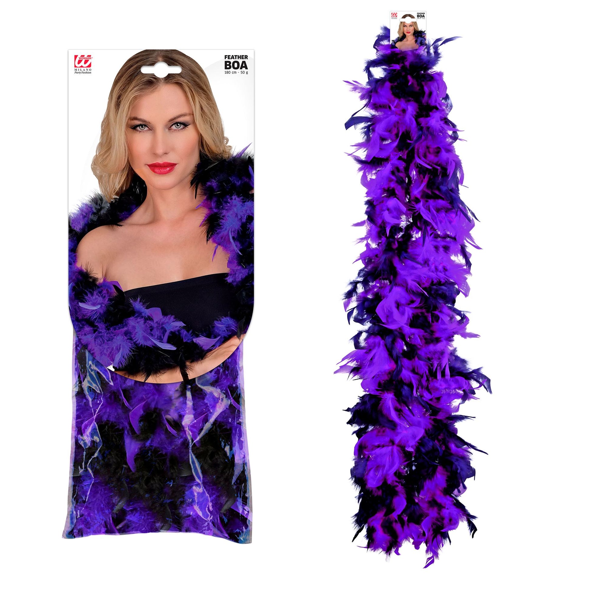 "ZWEIFARBIGE FEDERBOA" violett/schwarz - 1,80 m - 50 g – Ansicht 3