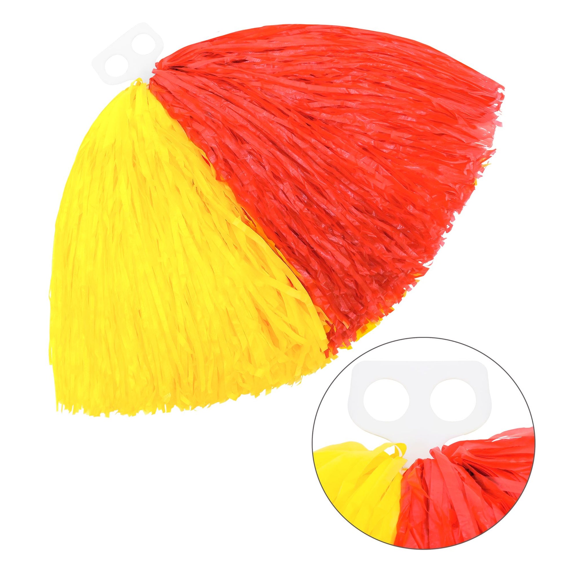 "ZWEIFARBIGE POM POM" gelb/rot – Vorderansicht