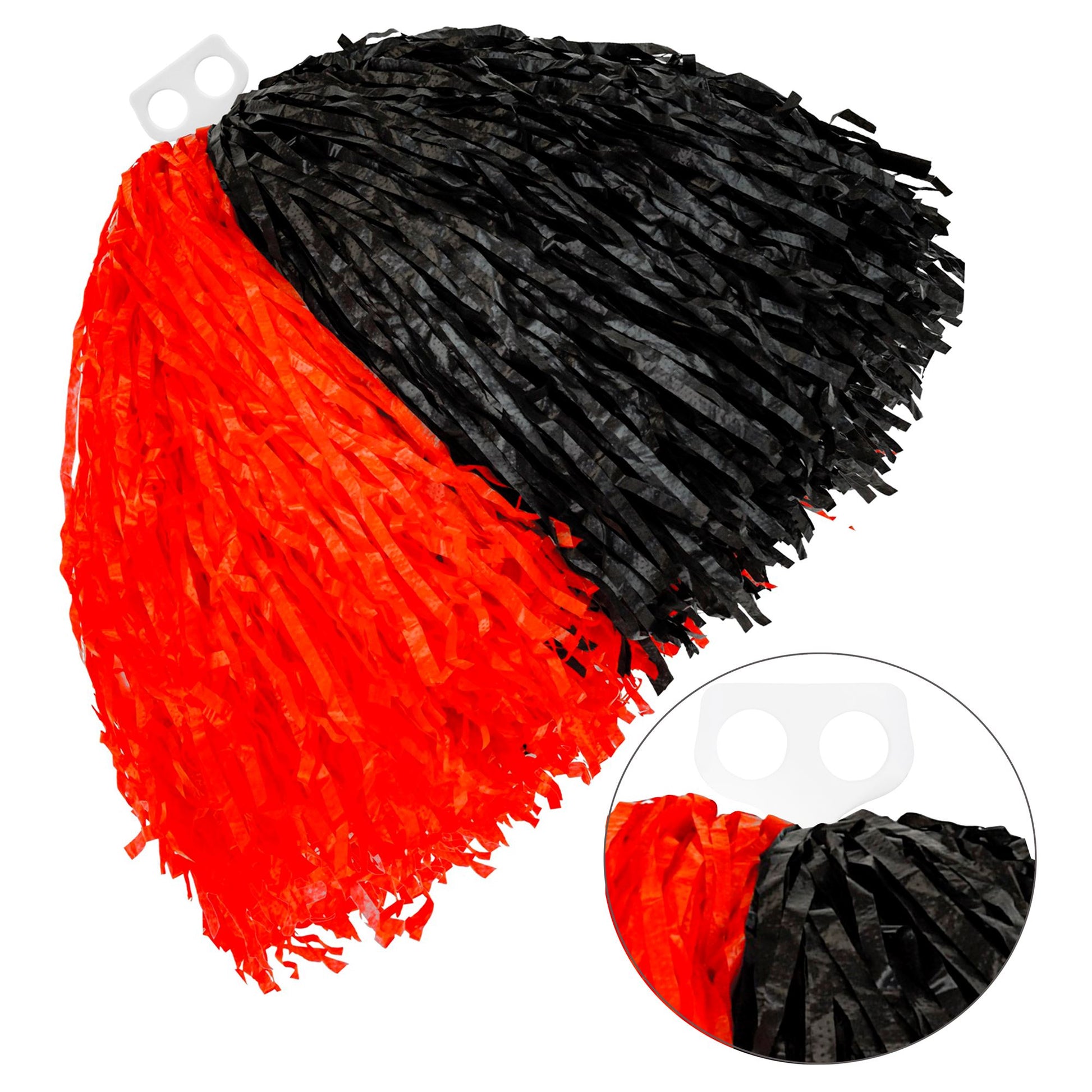 "ZWEIFARBIGE POM POM" rot/schwarz – Vorderansicht