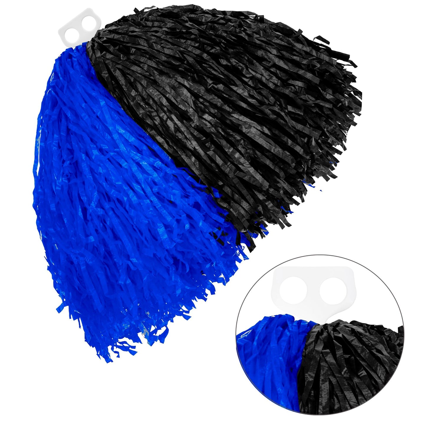 "ZWEIFARBIGE POM POM" schwarz/blau – Vorderansicht