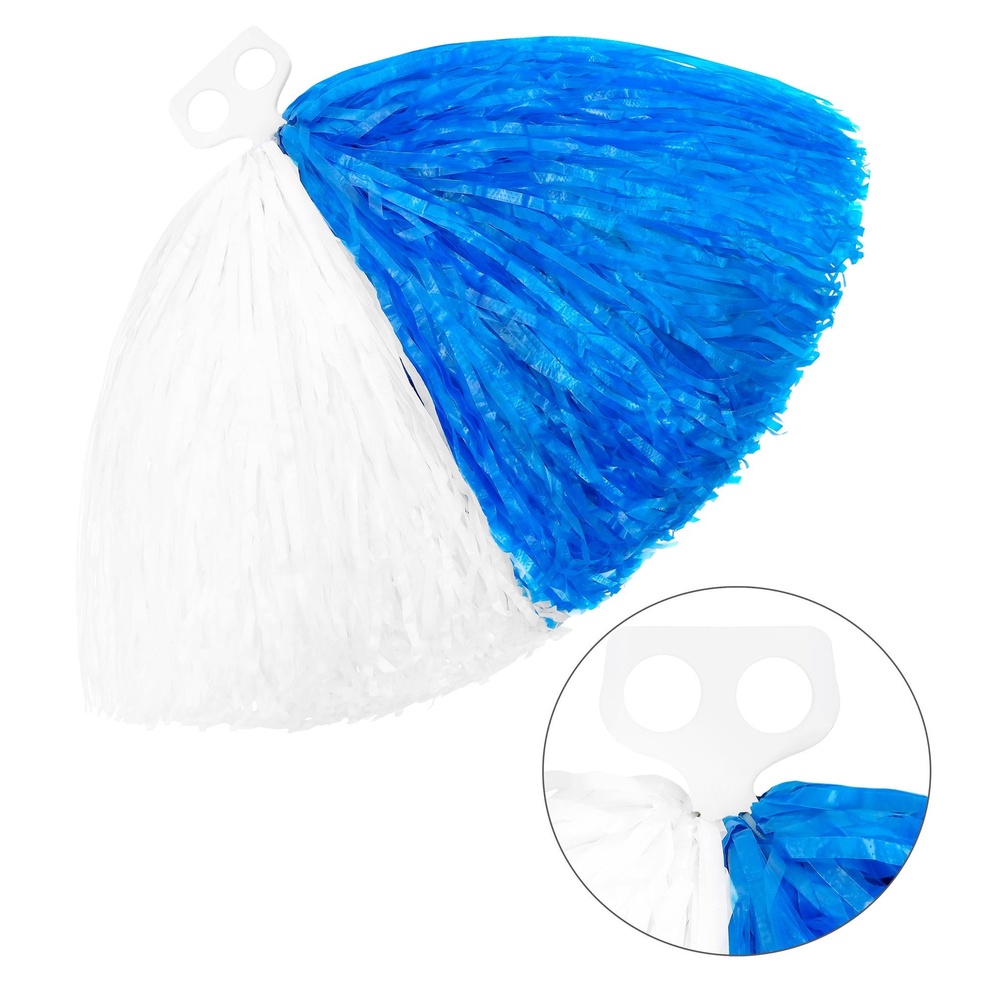 "ZWEIFARBIGE POM POM" weiß/blau – Vorderansicht