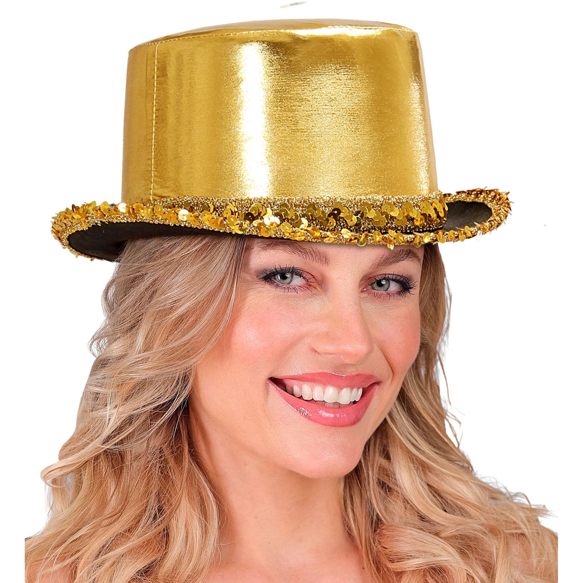 "ZYLINDER LAMÉ GOLD MIT PAILLETTENVERZIERUNG" 11 cm – Ansicht 3