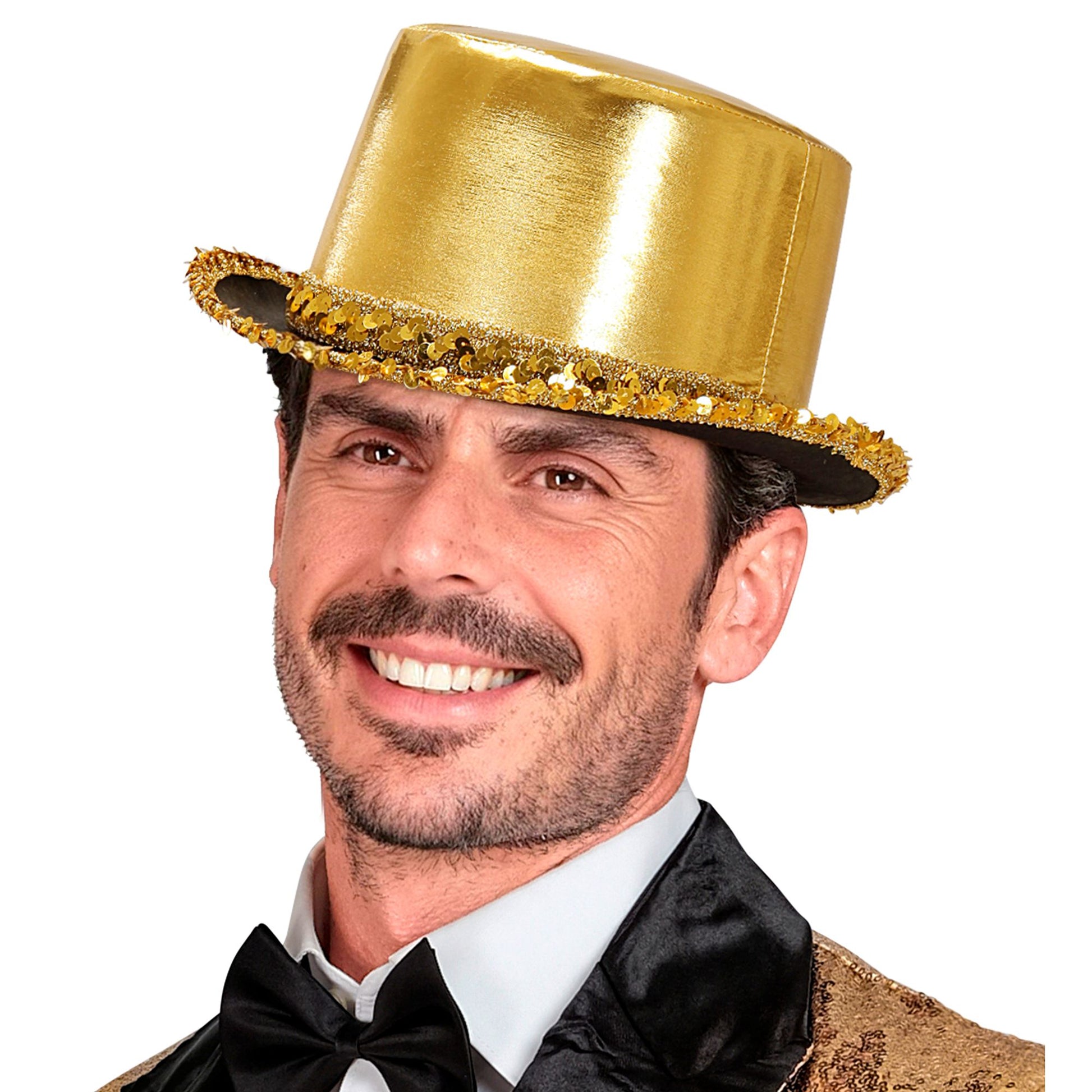 "ZYLINDER LAMÉ GOLD MIT PAILLETTENVERZIERUNG" 11 cm – Ansicht 4