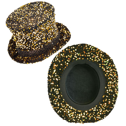 "ZYLINDER PAILLETTEN SCHWARZ/GOLD" 18 cm – Ansicht 3