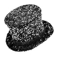"ZYLINDER PAILLETTEN SCHWARZ/SILBER" 18 cm – Vorderansicht