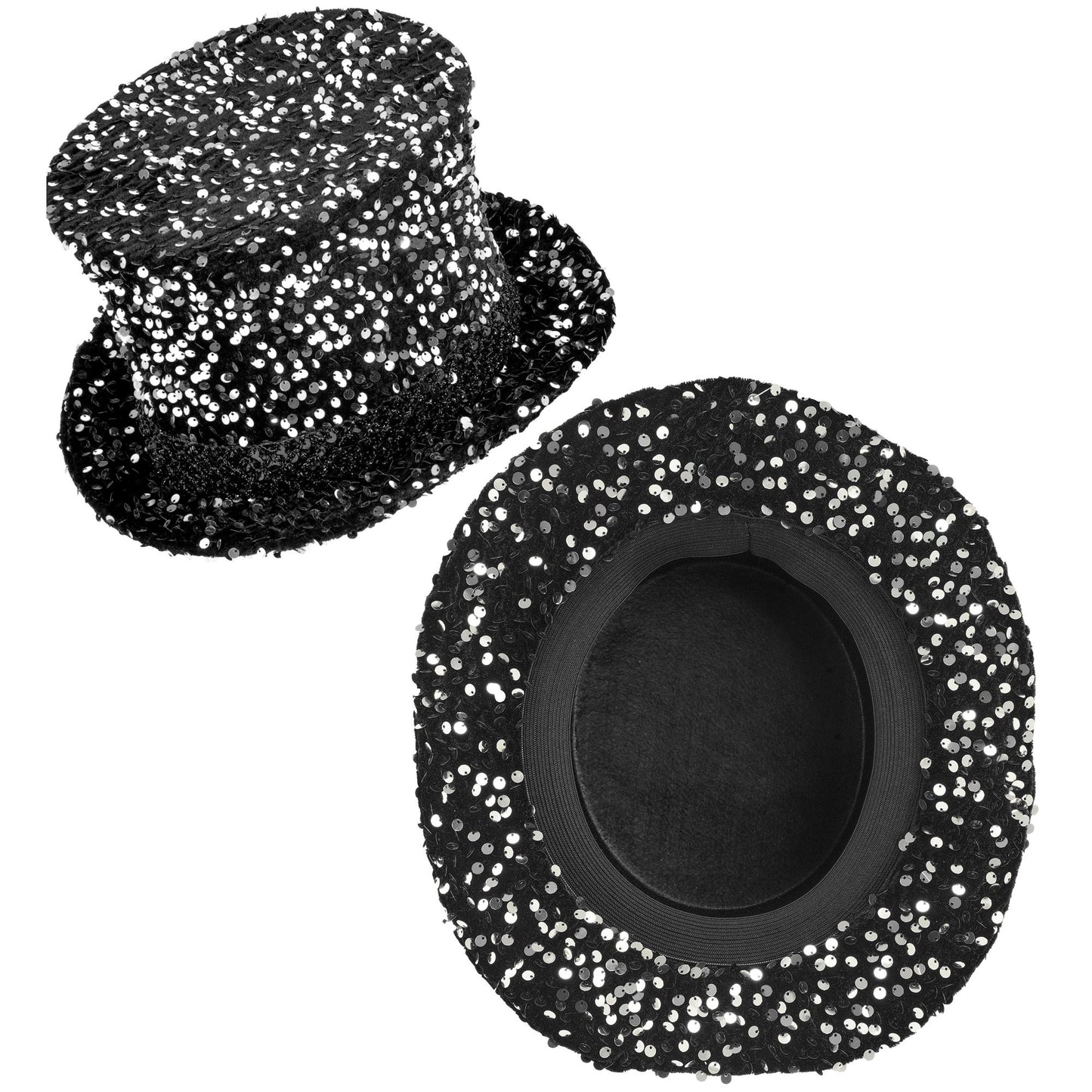 "ZYLINDER PAILLETTEN SCHWARZ/SILBER" 18 cm – Ansicht 3