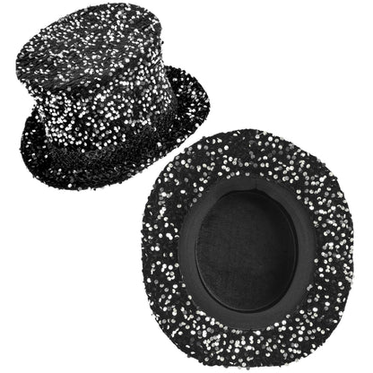 "ZYLINDER PAILLETTEN SCHWARZ/SILBER" 18 cm – Ansicht 3