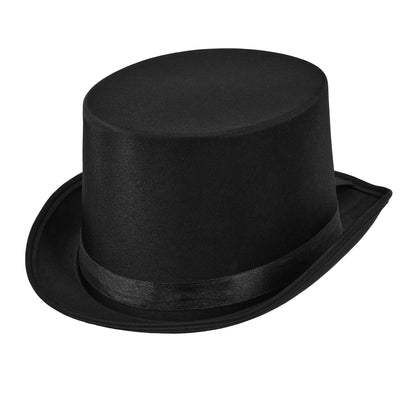"ZYLINDER SCHWARZ AUS SATIN" 13 cm - Größe 60 cm – Vorderansicht