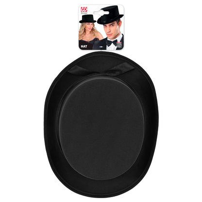 "ZYLINDER SCHWARZ AUS SATIN" 13 cm - Größe 60 cm – Detailansicht