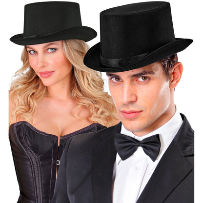 "ZYLINDER SCHWARZ AUS SATIN" 13 cm - Größe 60 cm – Ansicht 3