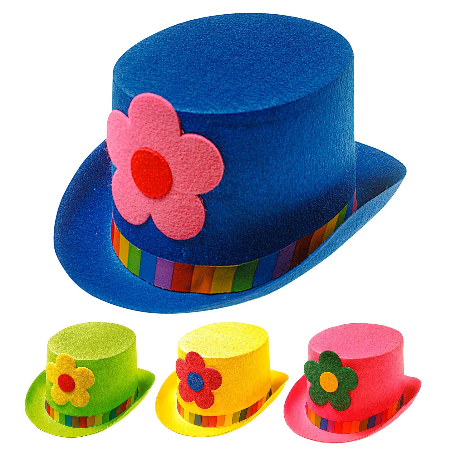 "ZYLINDERHUT MIT BLUME AUS FILZ" 11 cm - in 4 Farben sort – Vorderansicht