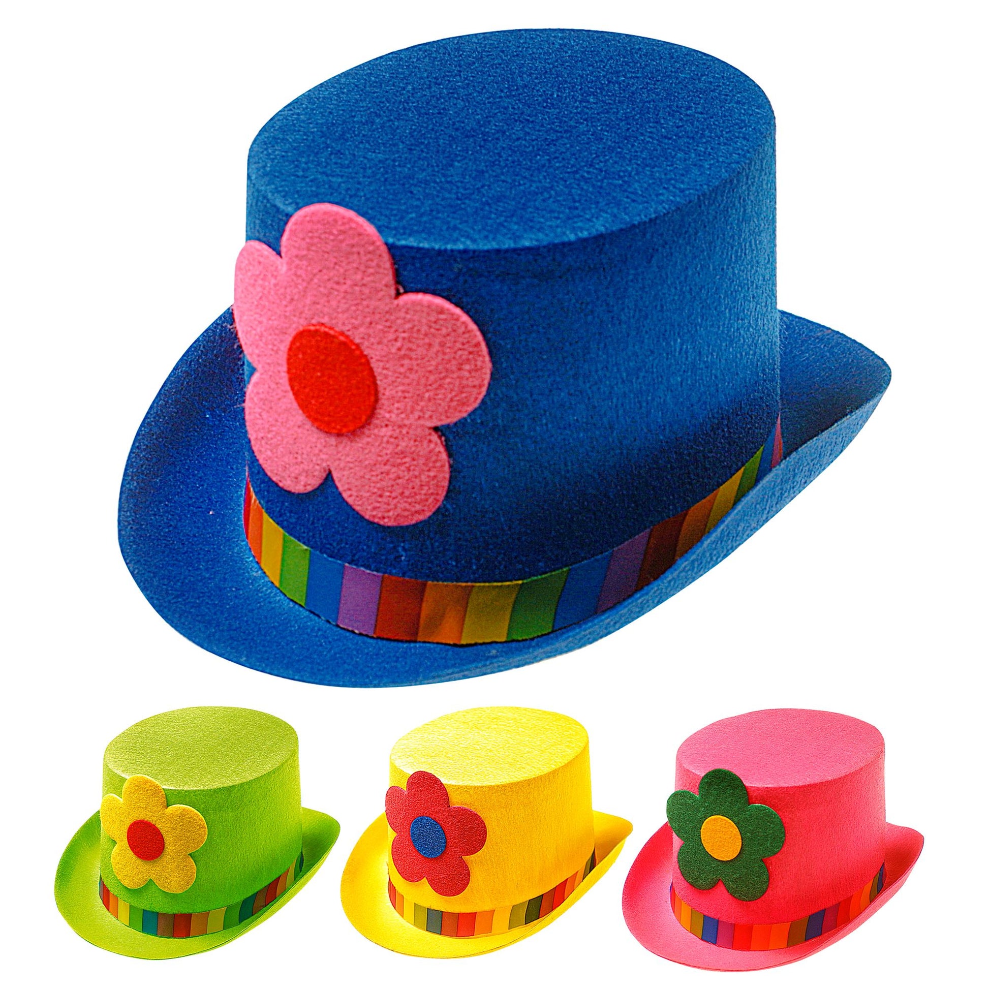 "ZYLINDERHUT MIT BLUME AUS FILZ" 11 cm - in 4 Farben sort – Vorderansicht