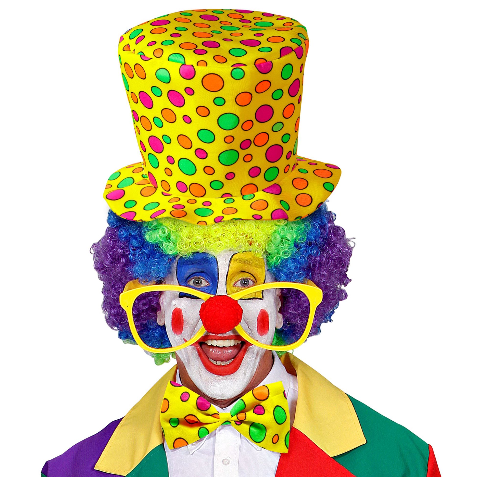 "ZYLINDERHUT UND FLIEGE CLOWN" gelb - Erwachsenengröße – Detailansicht